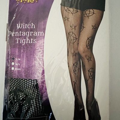 Witch Pentagram Fishnet Tights Women’s Pentagram Pattern Small/Medium Size - New